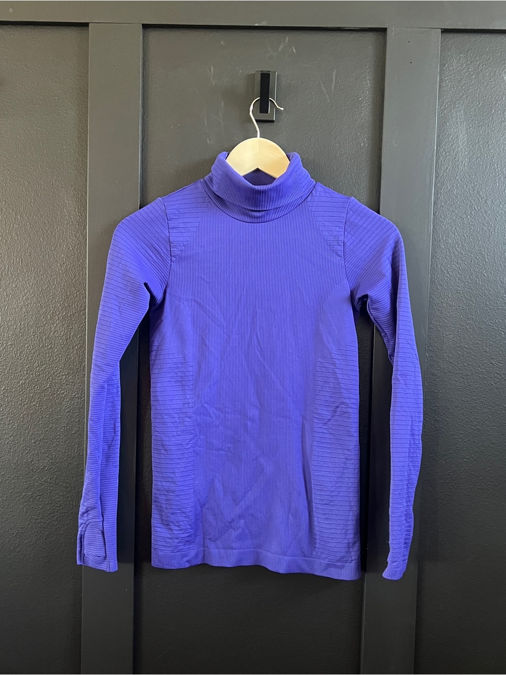 Athleta Violet Ribbed Turtleneck Long-Sleeve Top